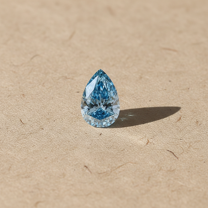 3.29 Carat Pear Cut Lab Grown Diamond VS2 Fancy Vivid Blue IGI Certified
