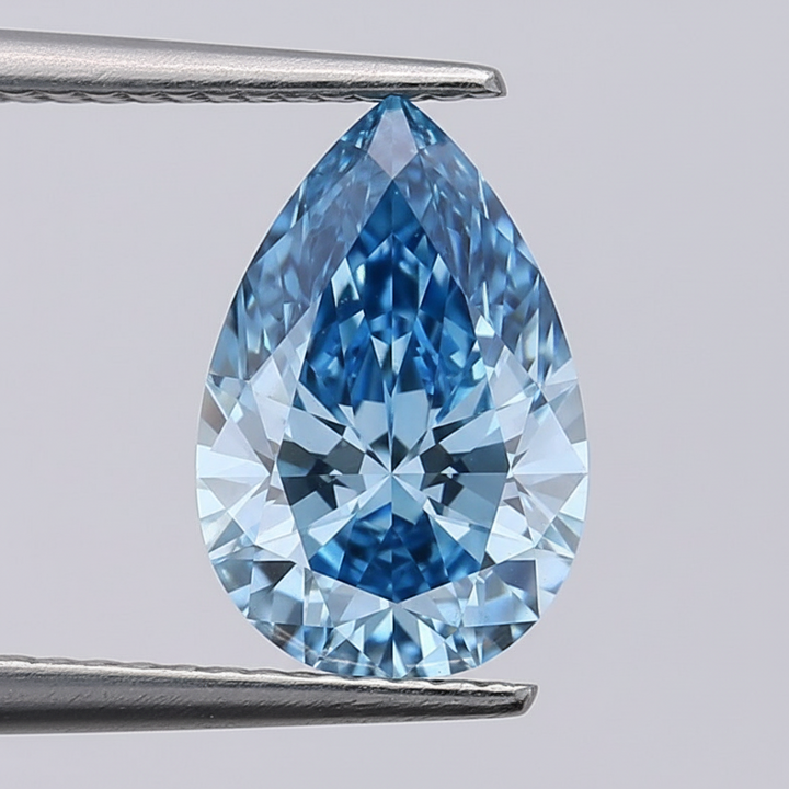 3.29 Carat Fancy Vivid Blue VS2 Pear Shape CVD Lab Grown Diamond IGI Certified
