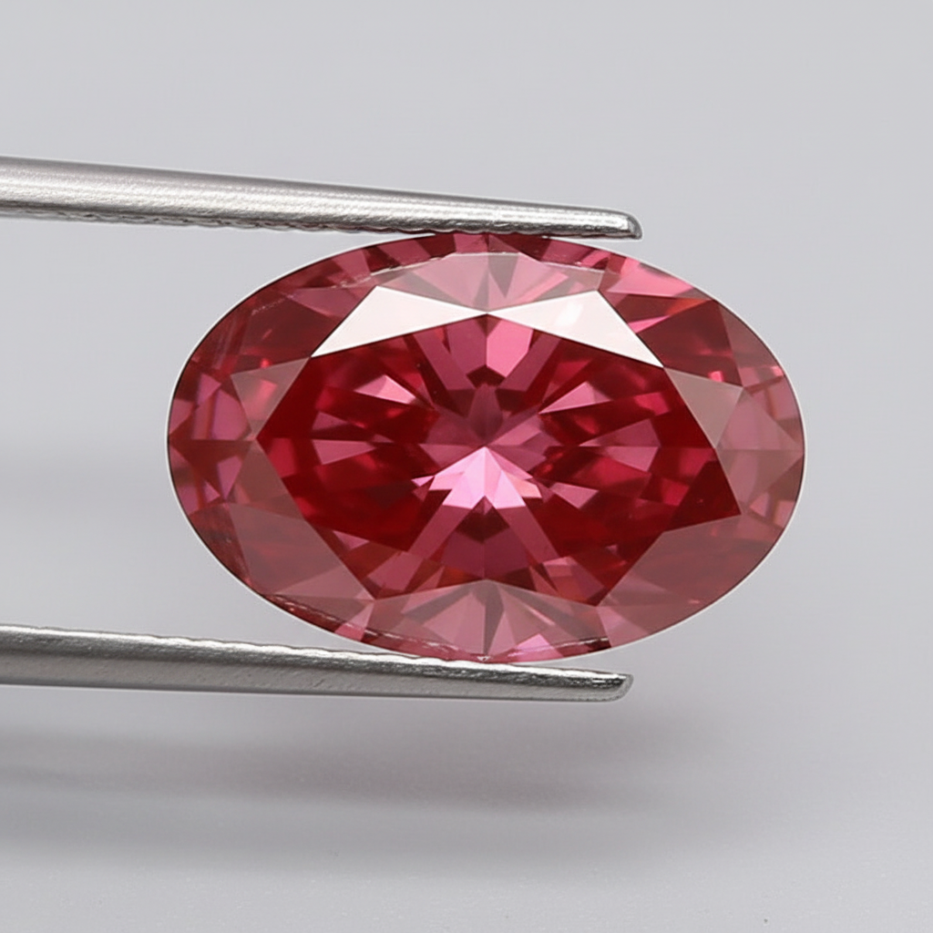 3,4 Karat Lab-Grown-Diamant im Ovalschliff, SI1/FANCY DEEP PINK