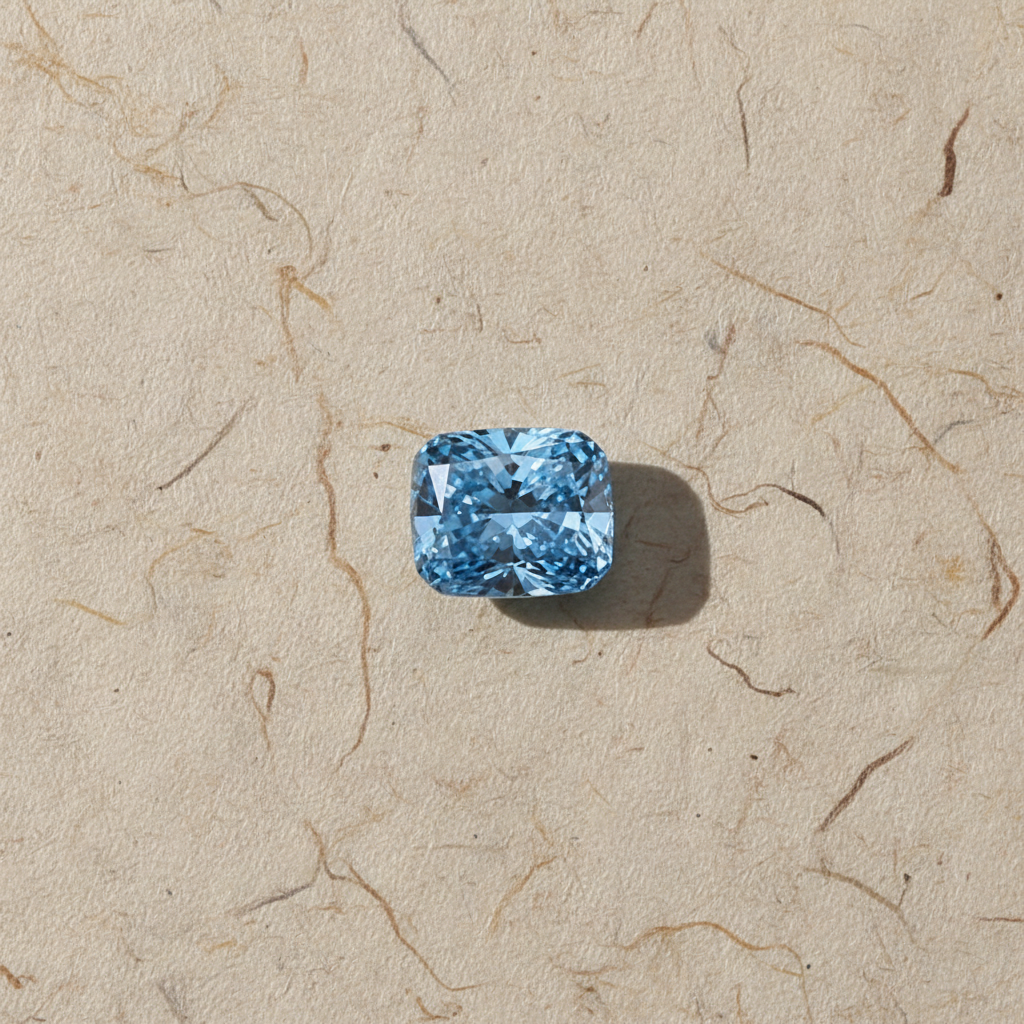 Diamante cultivado em laboratório modificado com almofada de 3,50 quilates, VVS2/Fancy Vivid Blue