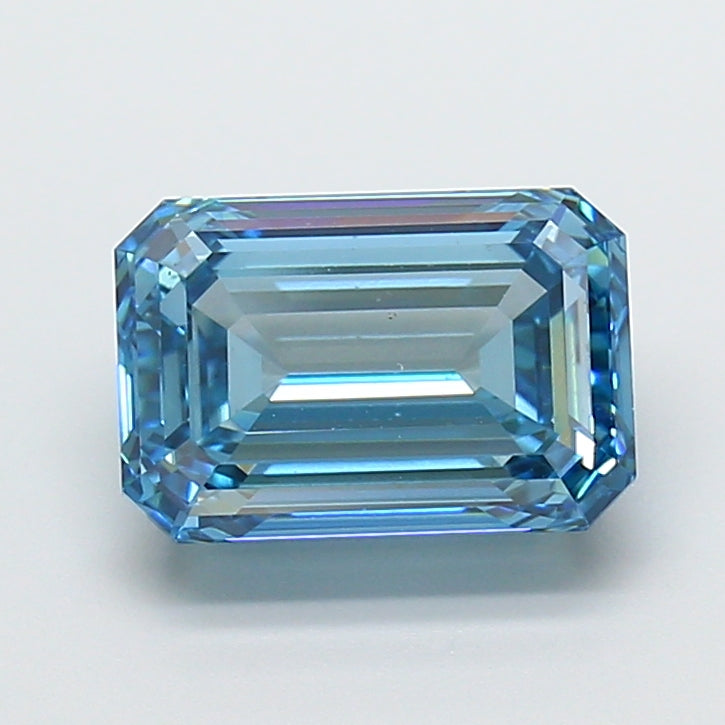 3.50 Carat Emerald Cut Lab Grown Diamond VS1Fancy Vivid Blue