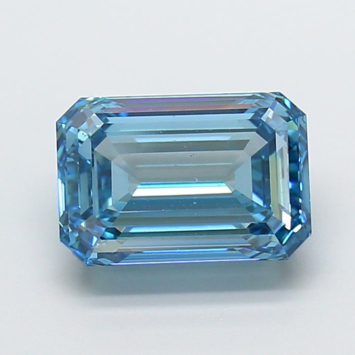 3.50 Carat Emerald Cut Lab Grown Diamond VS1Fancy Vivid Blue