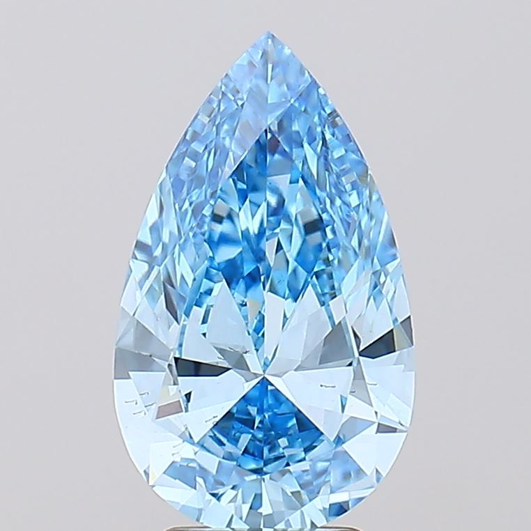 3.50 Carat Pear Cut Lab Grown Diamond VS2Fancy Vivid Blue