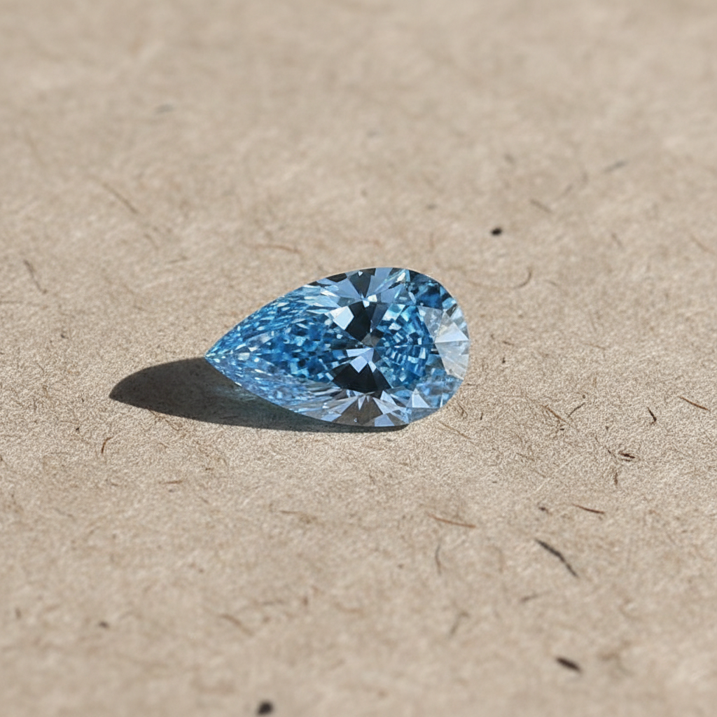 3.50 Carat Pear Cut Lab Grown Diamond VS2 Fancy Vivid Blue IGI Certified
