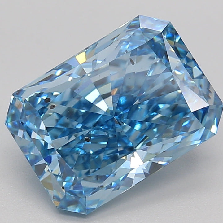 3.50 Carat Radiant Cut Lab Grown Diamond SI1 Fancy Vivid Blue