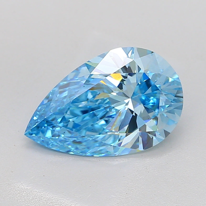 3.51 Carat Pear Cut Lab Grown Diamond VS2Fancy Vivid Blue