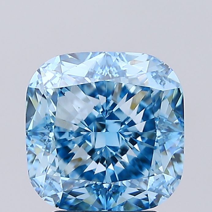 3,52 karaat kussen gemodificeerde lab-grown diamant VS1 fancy levendig blauw