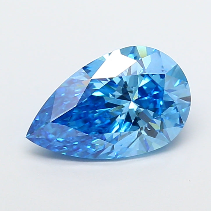 Diamant cultivé en laboratoire taille poire de 3,54 carats VS bleu vif fantaisie