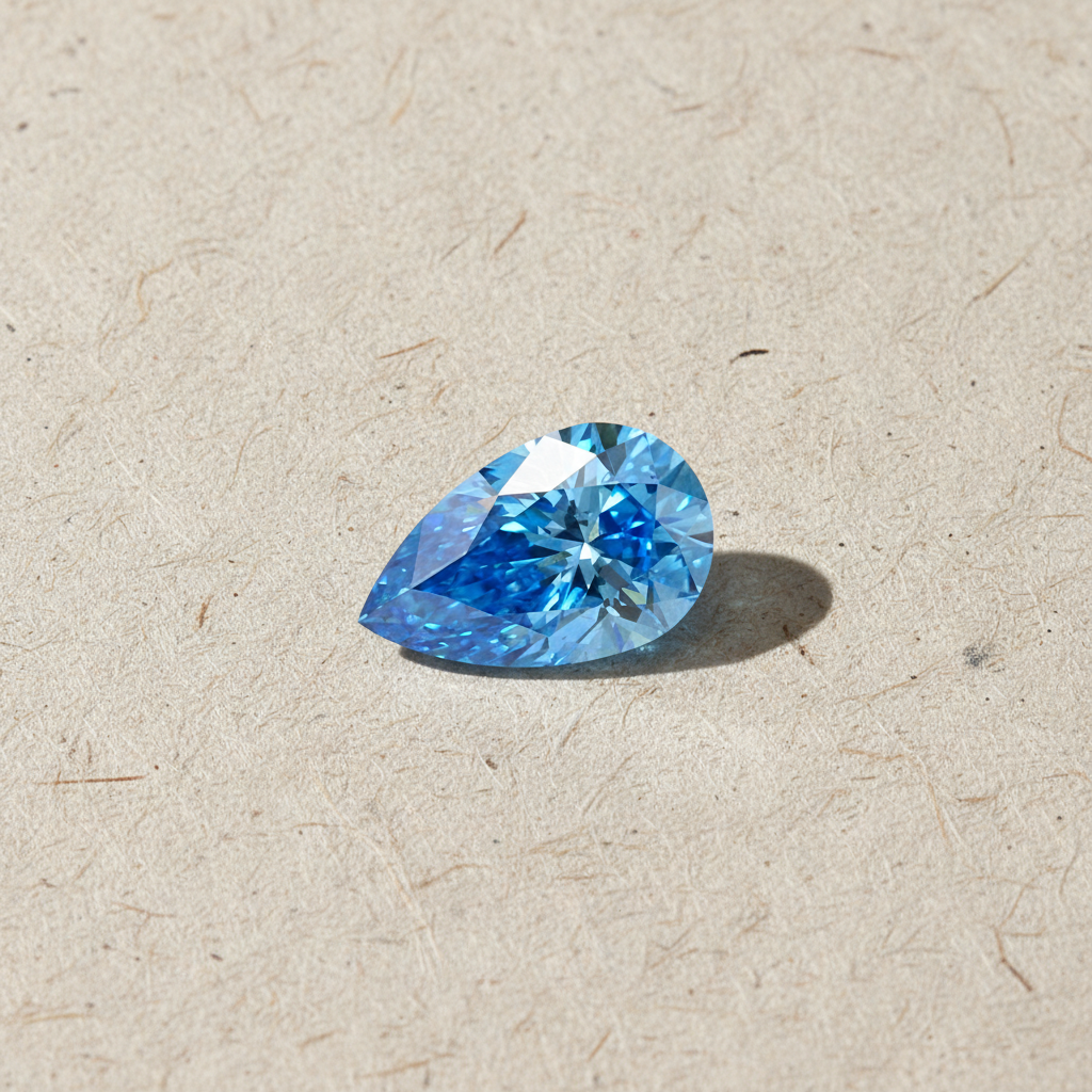 3.54 Carat Pear Cut Lab Grown Diamond VS2 Fancy Vivid Blue IGI Certified
