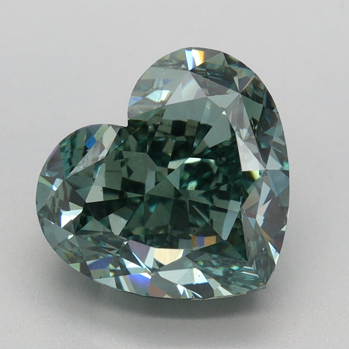 3,55 karaat hartgeslepen Lab Grown Diamond VS1 Fancy Vivid Blueish Green
