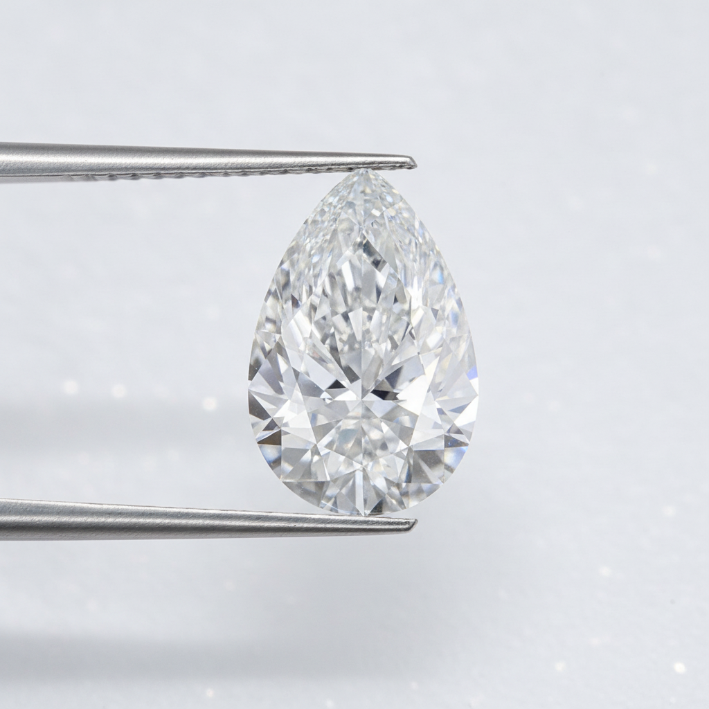 3.57 Carat D VS2 Pear Shape CVD Lab Grown Diamond IGI Certified

