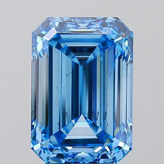 3.58 Carat Emerald Cut Lab Grown Diamond VS2Fancy Vivid Blue