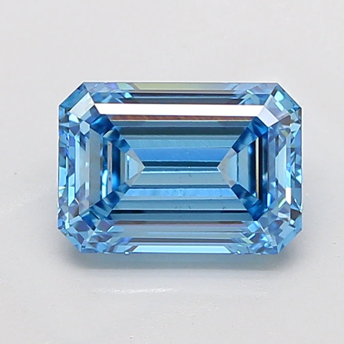 3.80 Carat Emerald Cut Lab Grown Diamond VS1Fancy Vivid Blue