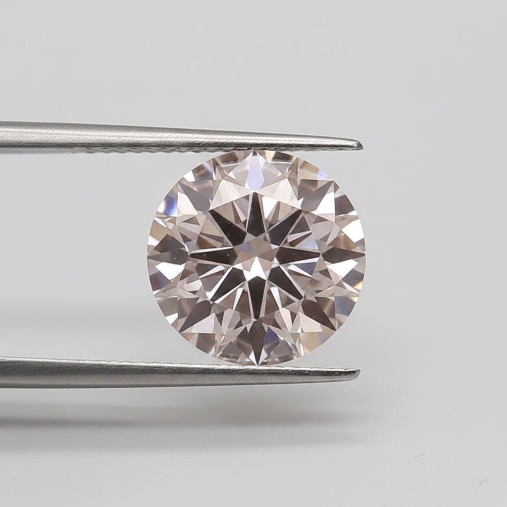 3,82 karaat ronde geslepen laboratoriumdiamant, VS1/fancy roze