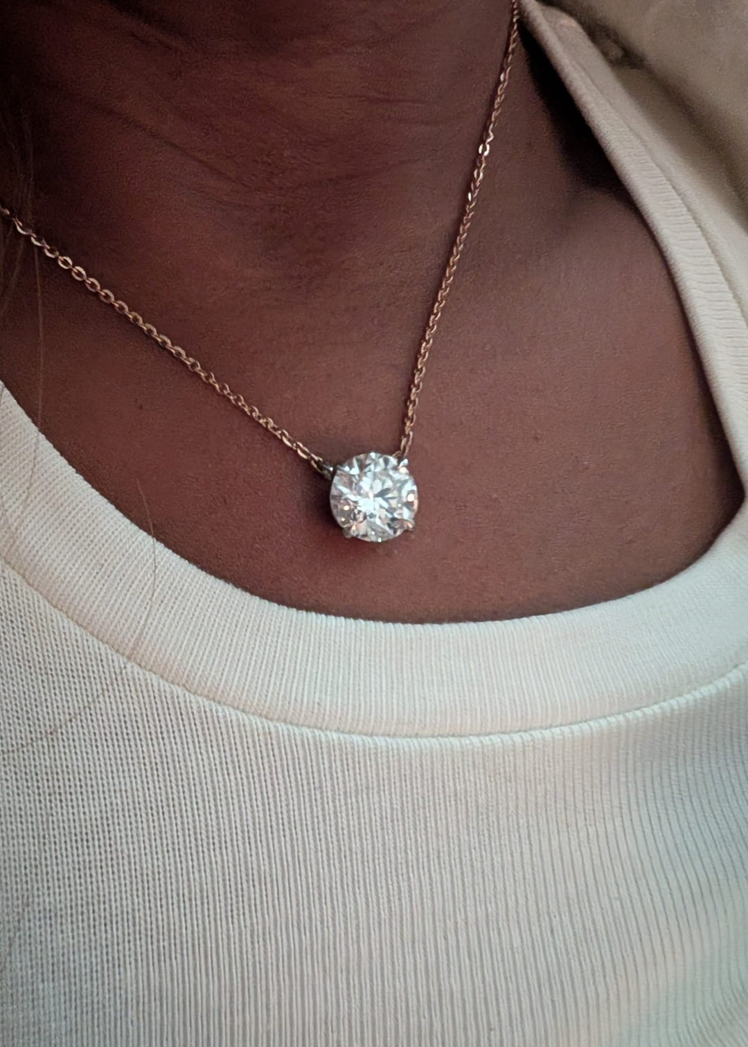 3 Ct Round Lab Grown Diamond Solitaire Necklace
