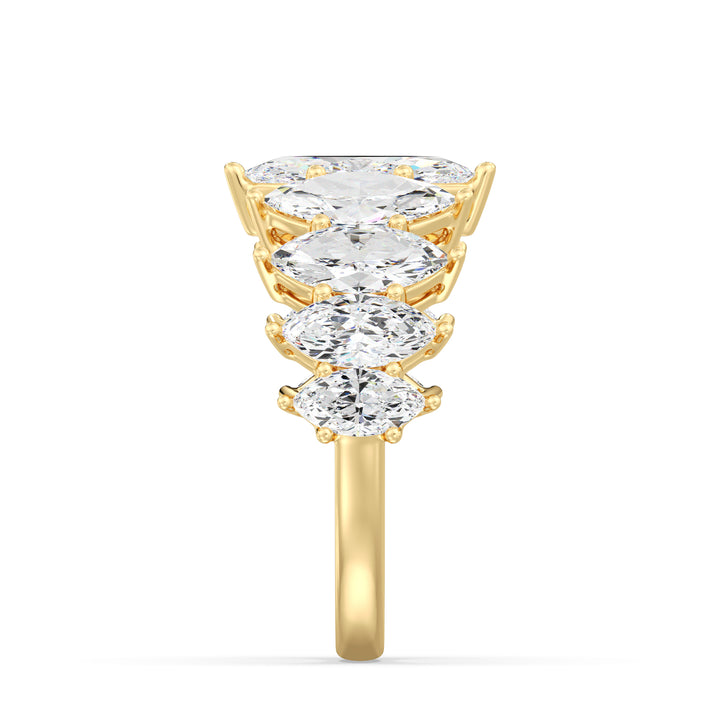 4.06 CTW Marquise Cut Lab Grown Diamond Ring in Yellow Gold