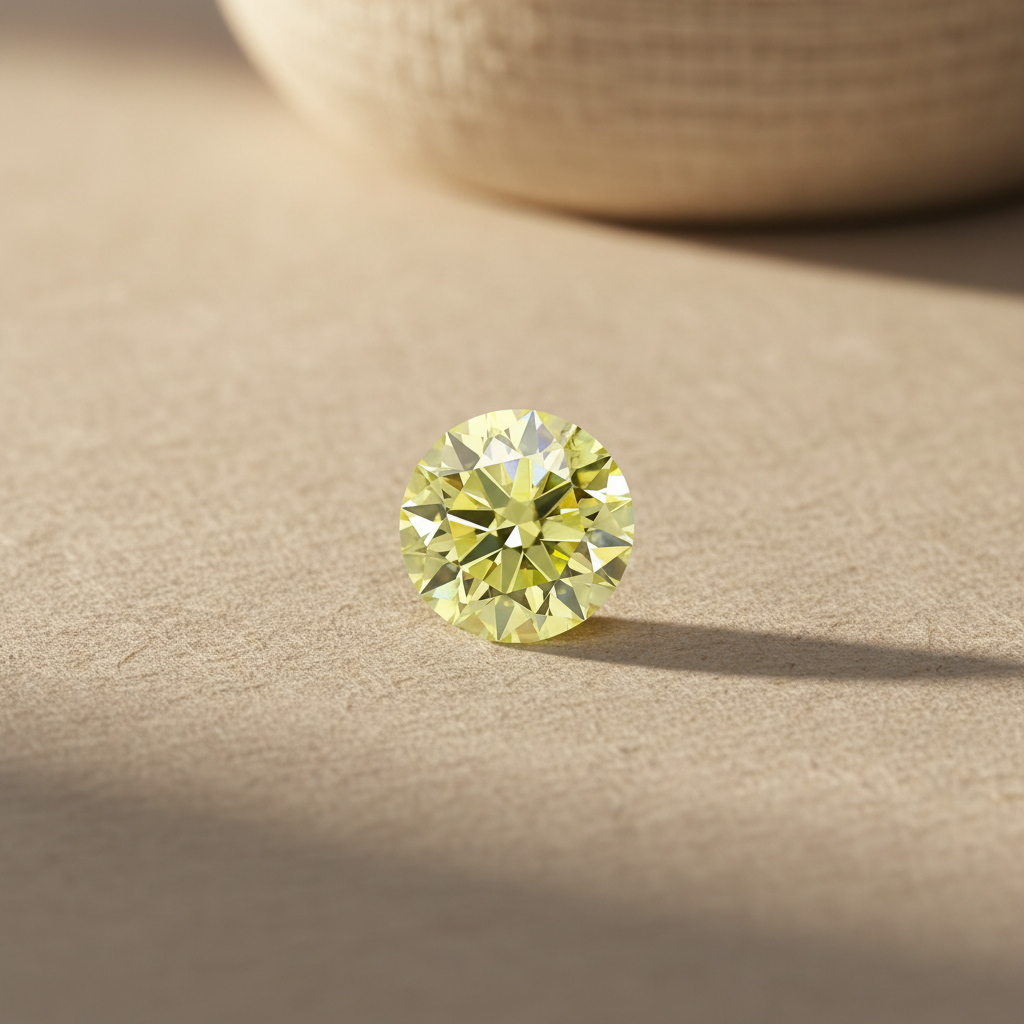 4.10 Carat Round Fancy Intense Yellow Lab Grown Diamond VS2 IGI Certified