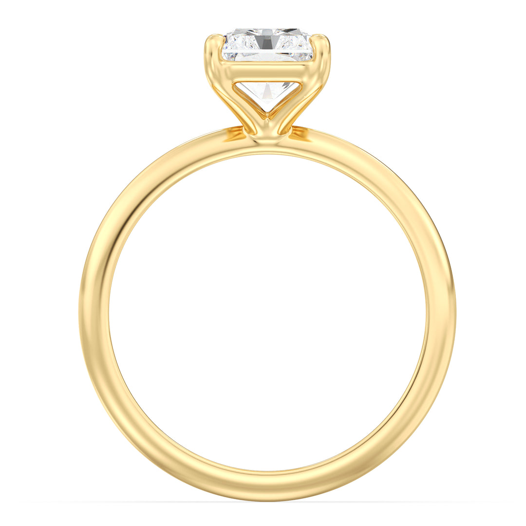 4 Claw Radiant Cut Lab Grown Diamond Engagement Ring in Yellow Gold