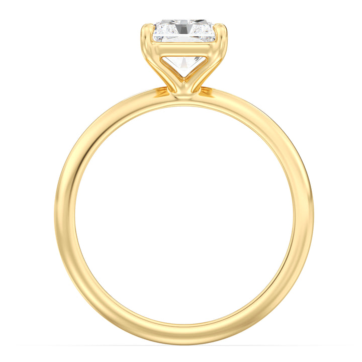 4 Claw Radiant Cut Lab Grown Diamond Engagement Ring in Yellow Gold