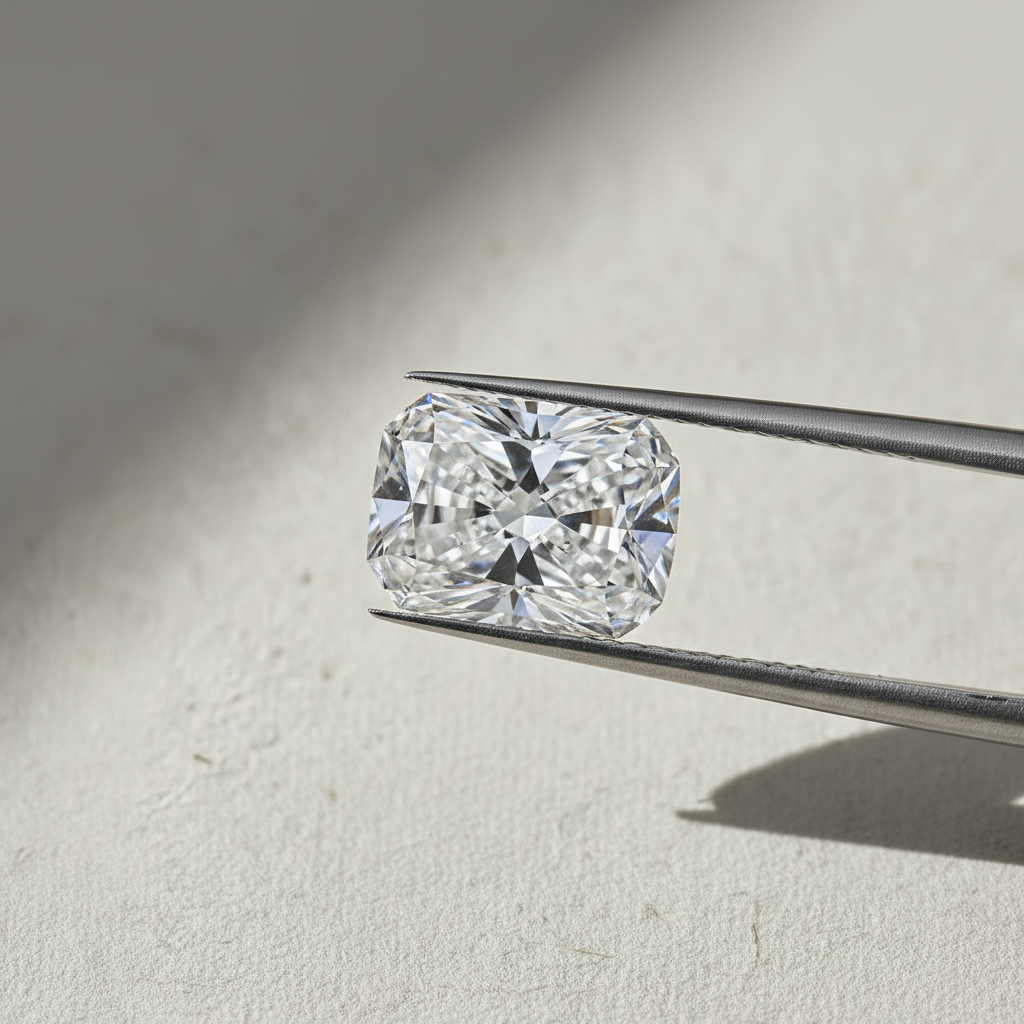4,00 karaat kussengeslepen laboratorium-gegroeide diamant, VS1/E