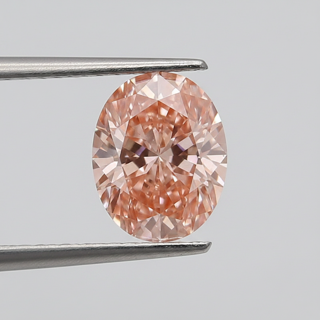 4,00 karaat ovale geslepen laboratoriumdiamant, VS1/fancy levendig roze