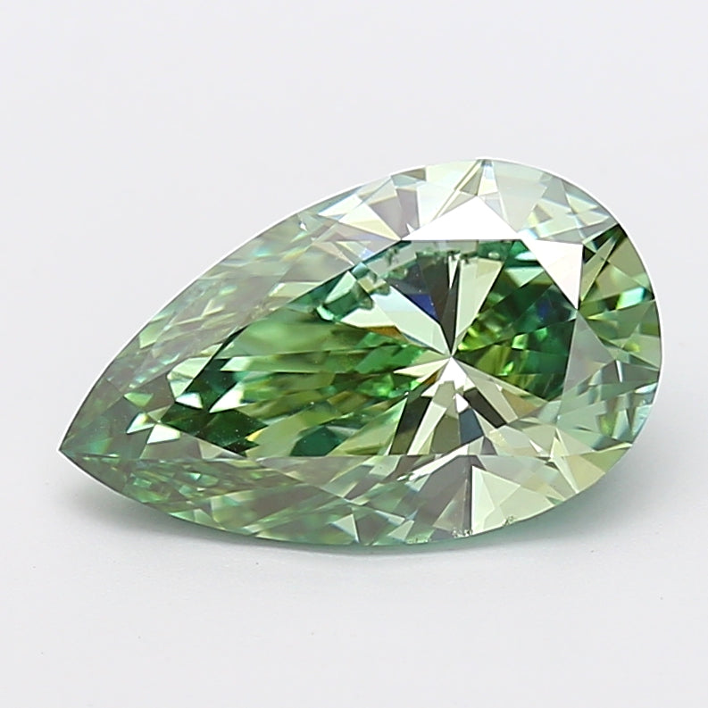 4.00 Carat Pear Cut Lab Grown Diamond VS1Fancy Vivid Green