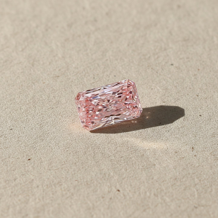 4.00 Carat Radiant Cut Lab Grown Diamond, VS2/Fancy Intense Pink