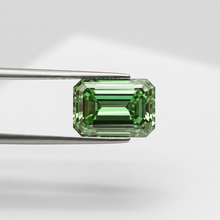4.01 Carat Emerald Cut Lab Grown Diamond, VS1/Fancy Vivid Green