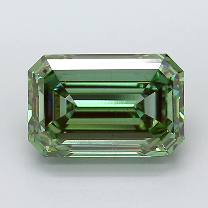 4.01 Carat Emerald Cut Lab Grown Diamond VS2Fancy Vivid Green