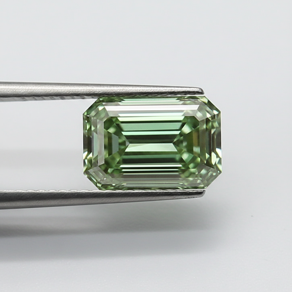 4.01 Carat Emerald Cut Lab Grown Diamond, VS2/Fancy Vivid Green