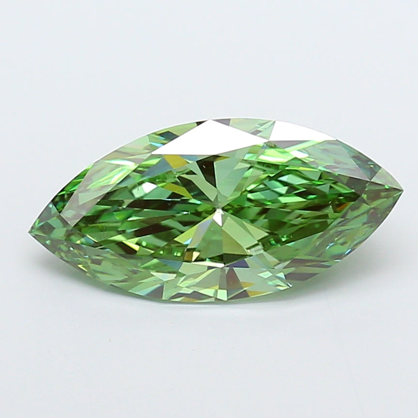 4.01 Carat Marquise Cut Lab Grown Diamond VVS2Fancy Vivid Green