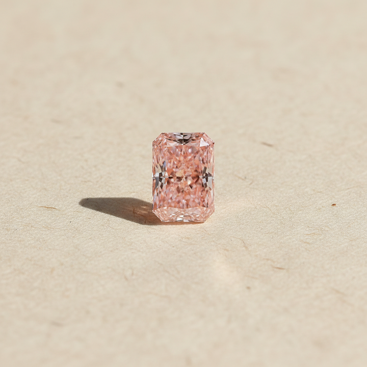 4.01 Carat Radiant Cut Lab Grown Diamond, VS1/Fancy Intense Pink