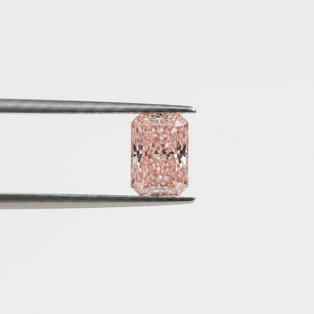 Diamant cultivé en laboratoire de 4,01 carats, taille radiante, VS1/rose intense fantaisie