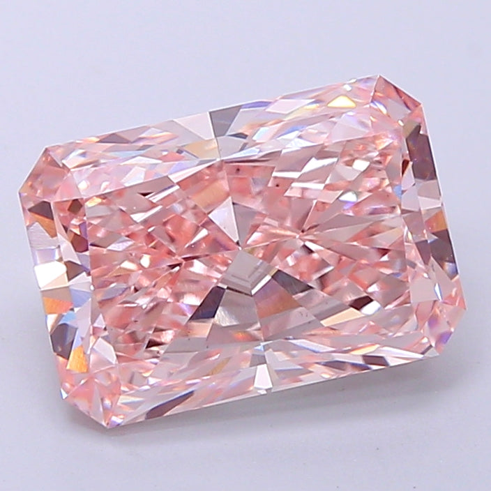 4.01 Carat Radiant Cut Lab Grown Diamond VS1Fancy Intense Pink