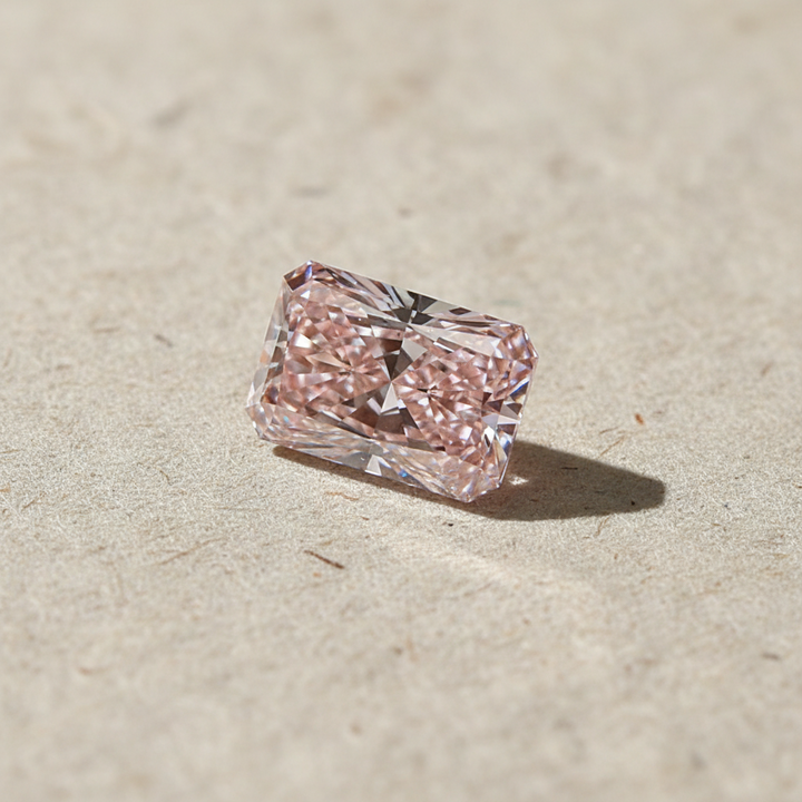 4.01 Carat Radiant Cut Lab Grown Diamond, VS1/Fancy Intense Pink