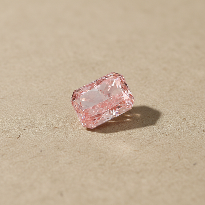 4.01 Carat Radiant Cut Lab Grown Diamond, VS1/Fancy Vivid Pink