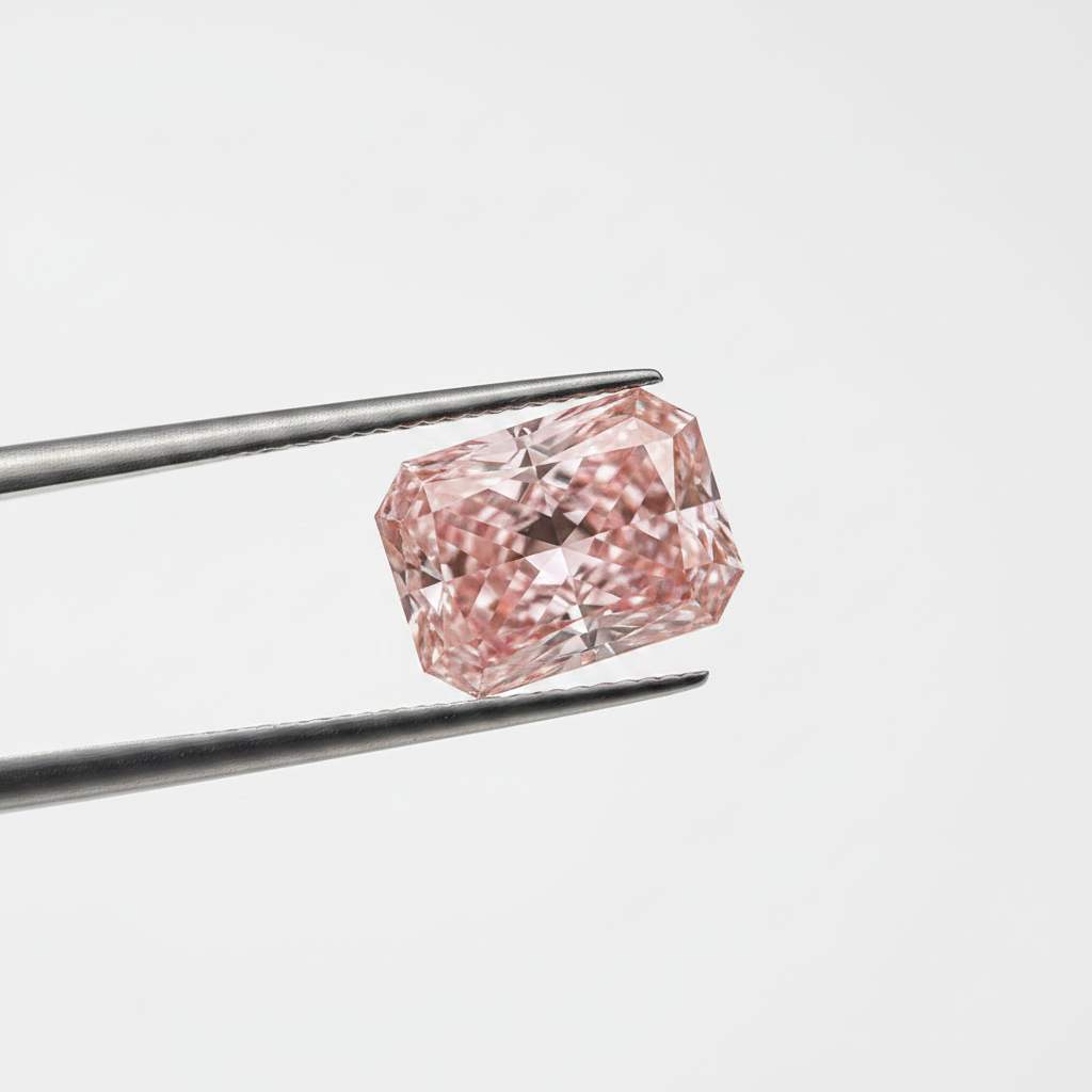 Diamant cultivé en laboratoire de 4,01 carats, taille radiante, VS1/rose vif fantaisie