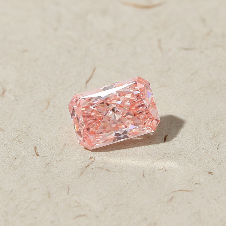 4.01 Carat Radiant Cut Lab Grown Diamond, VS2/Fancy Vivid Pink