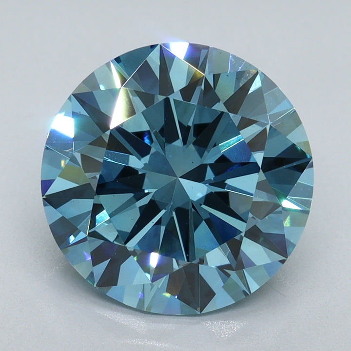 4,01 karaat ronde lab-grown diamant VVS2 Fancy Vivid Blue