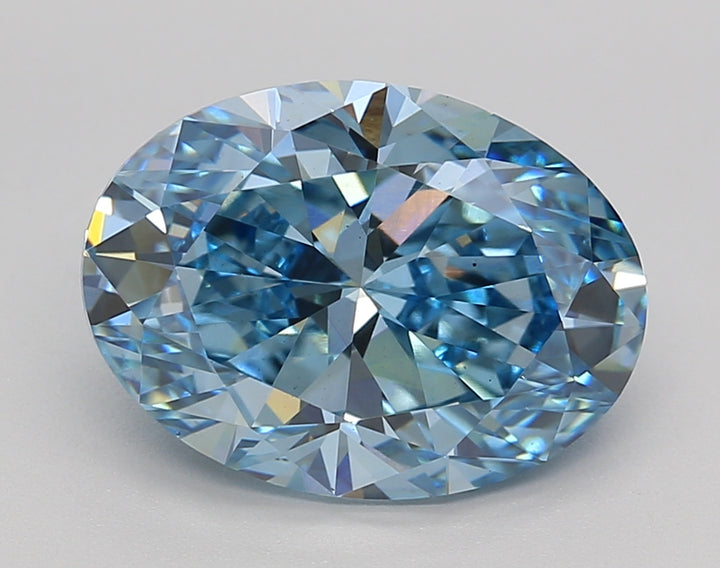 4.02 CT IGI Certified Oval Cut Lab-Grown Diamond in Fancy Vivid Blue Color