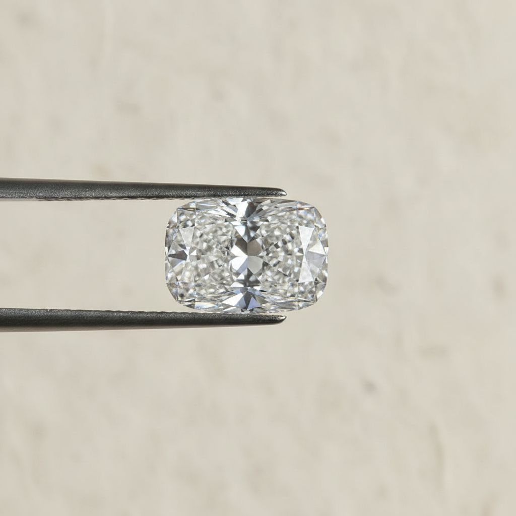 4,02 karaat kussengeslepen laboratorium-gegroeide diamant, VVS1/F