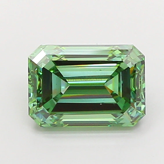 4.02 Carat Emerald Cut Lab Grown Diamond VS2Fancy Vivid Green