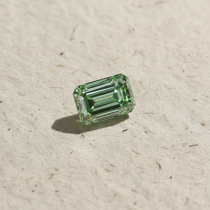 4.02 Carat Emerald Cut Lab Grown Diamond, VS2/Fancy Vivid Green