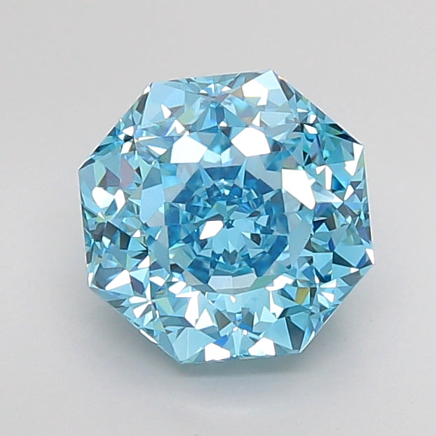 4.02 Carat Octagonal Cut Lab Grown Diamond VVS2Fancy Vivid Blue