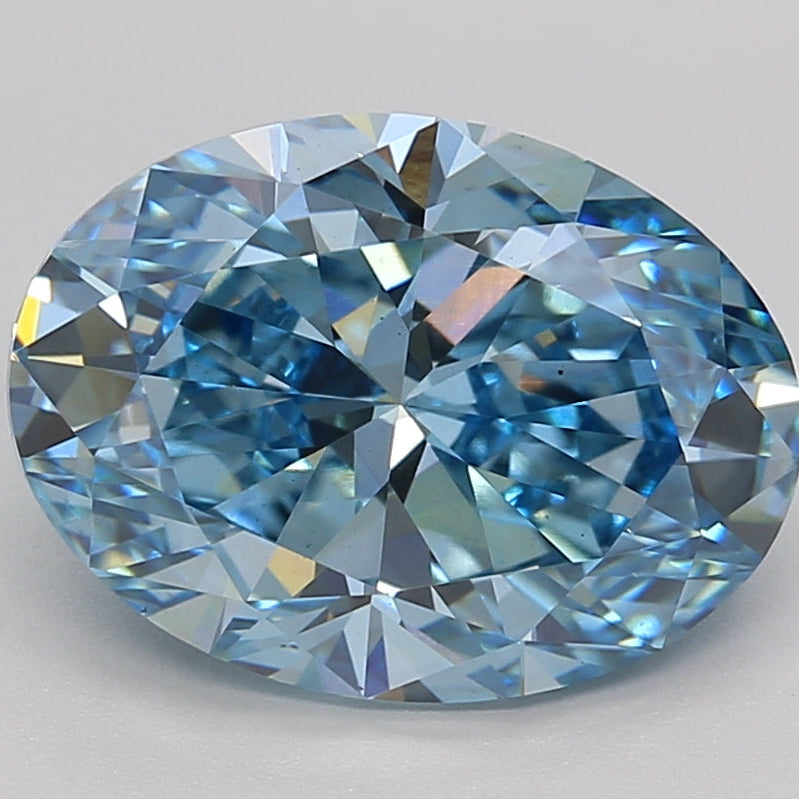 4.02 Carat Oval Cut Lab Grown Diamond VS1 FANCY VIVID BLUE