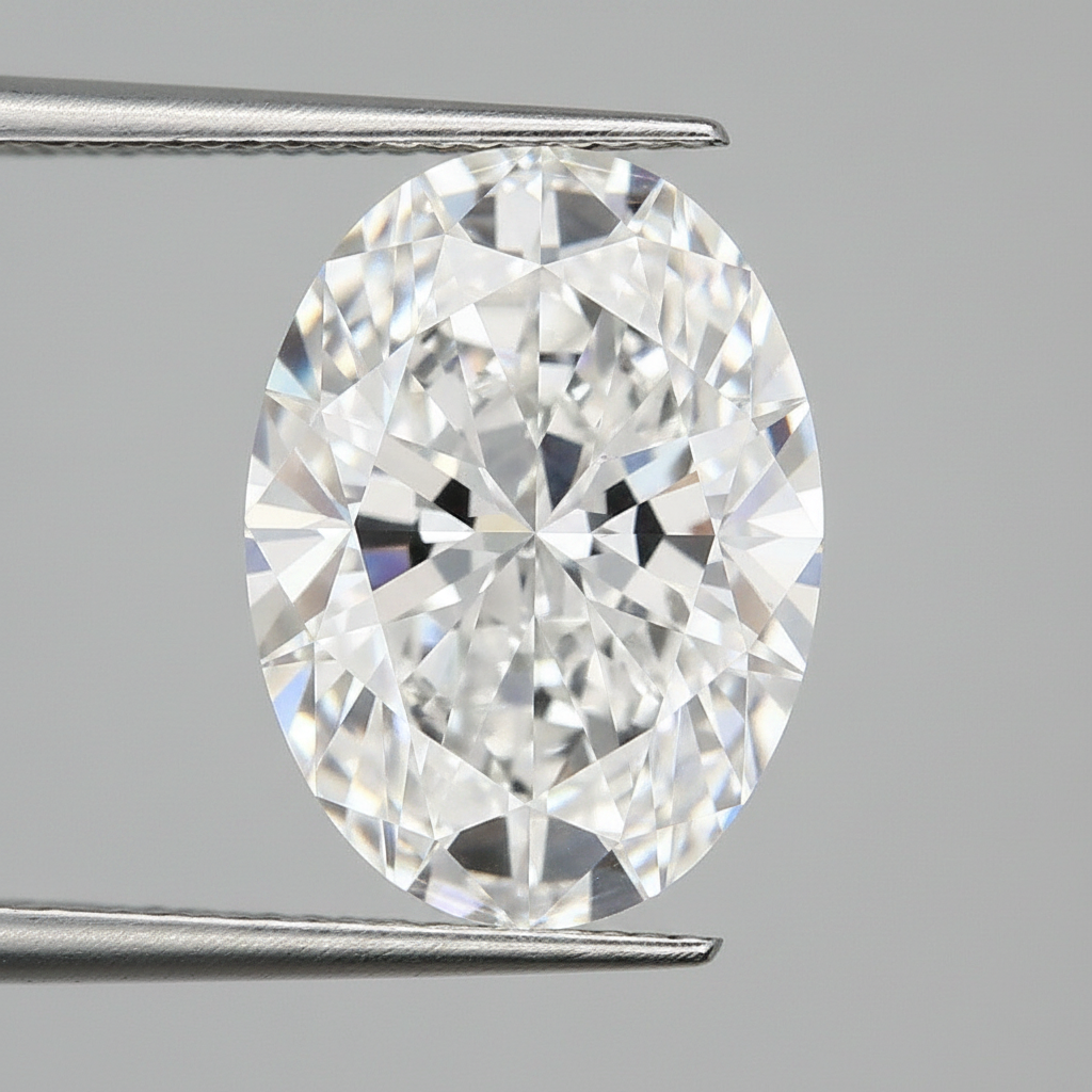 4.02 Ct E Color VS2 Oval Lab Grown Diamond Excellent Polish Symmetry IGI Certified