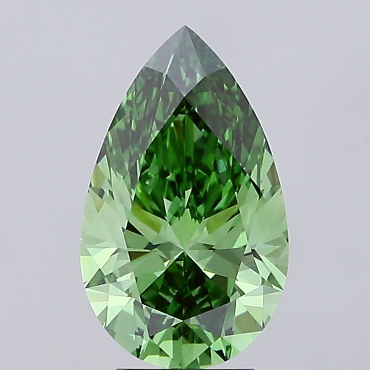 4.02 Carat Pear Cut Lab Grown Diamond VS1Fancy Vivid Green