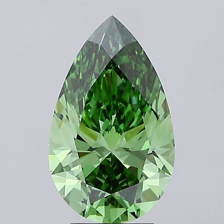 4.02 Carat Pear Cut Lab Grown Diamond VS1Fancy Vivid Green