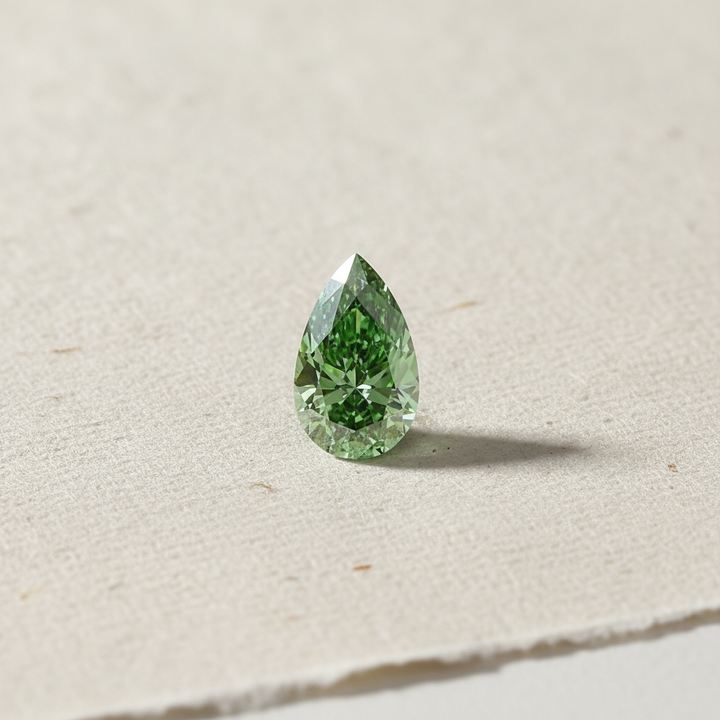 4.02 Carat Pear Cut Lab Grown Diamond VS1 Fancy Vivid Green IGI Certified
