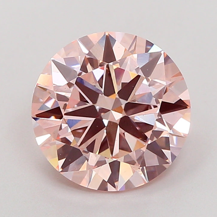 Diamante redondo cultivado en laboratorio de 4,02 quilates VS2 rosa intenso elegante